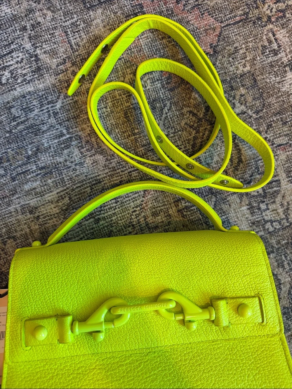 NWT Rebecca Minkoff Lou Neon Yellow Top-Handle Crossbody